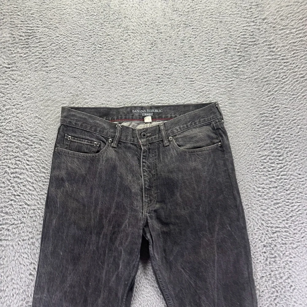 Banana Republic Jeans Mens 34x26 Black Cotton Denim Straight Leg Travel Workwear